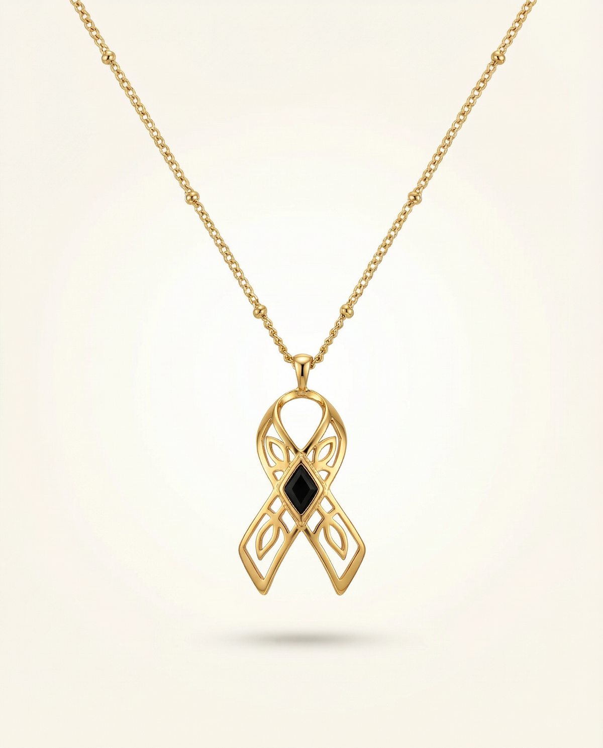 You are brave ~ Gold Ribbon Necklace