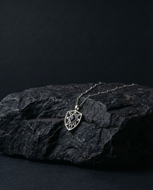 You are resilient ~ Silver Shield Necklace