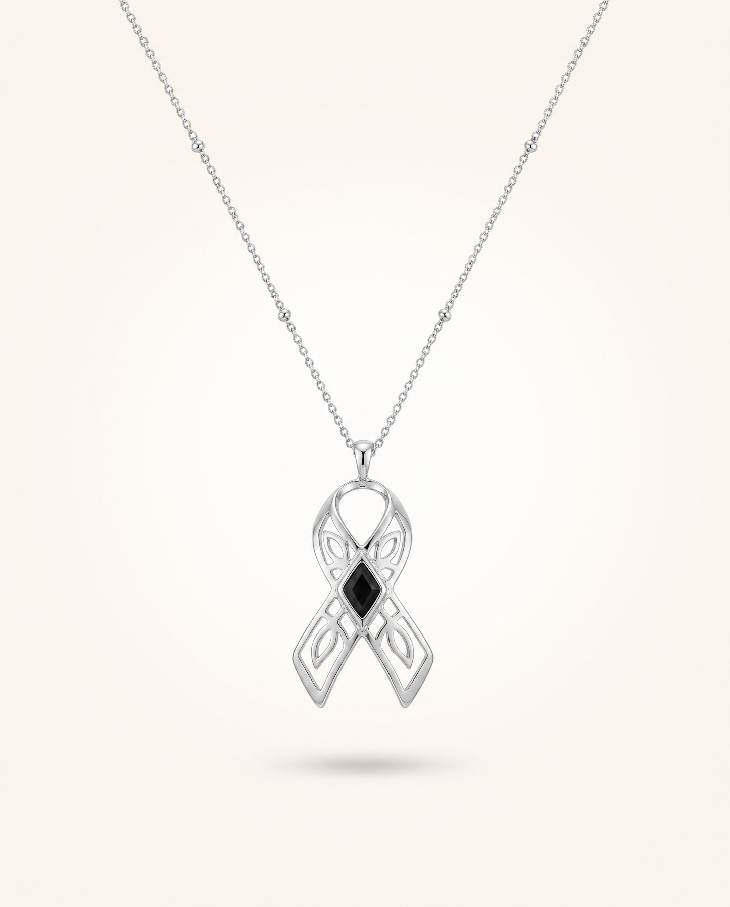 You are brave ~ Silver Ribbon Necklace