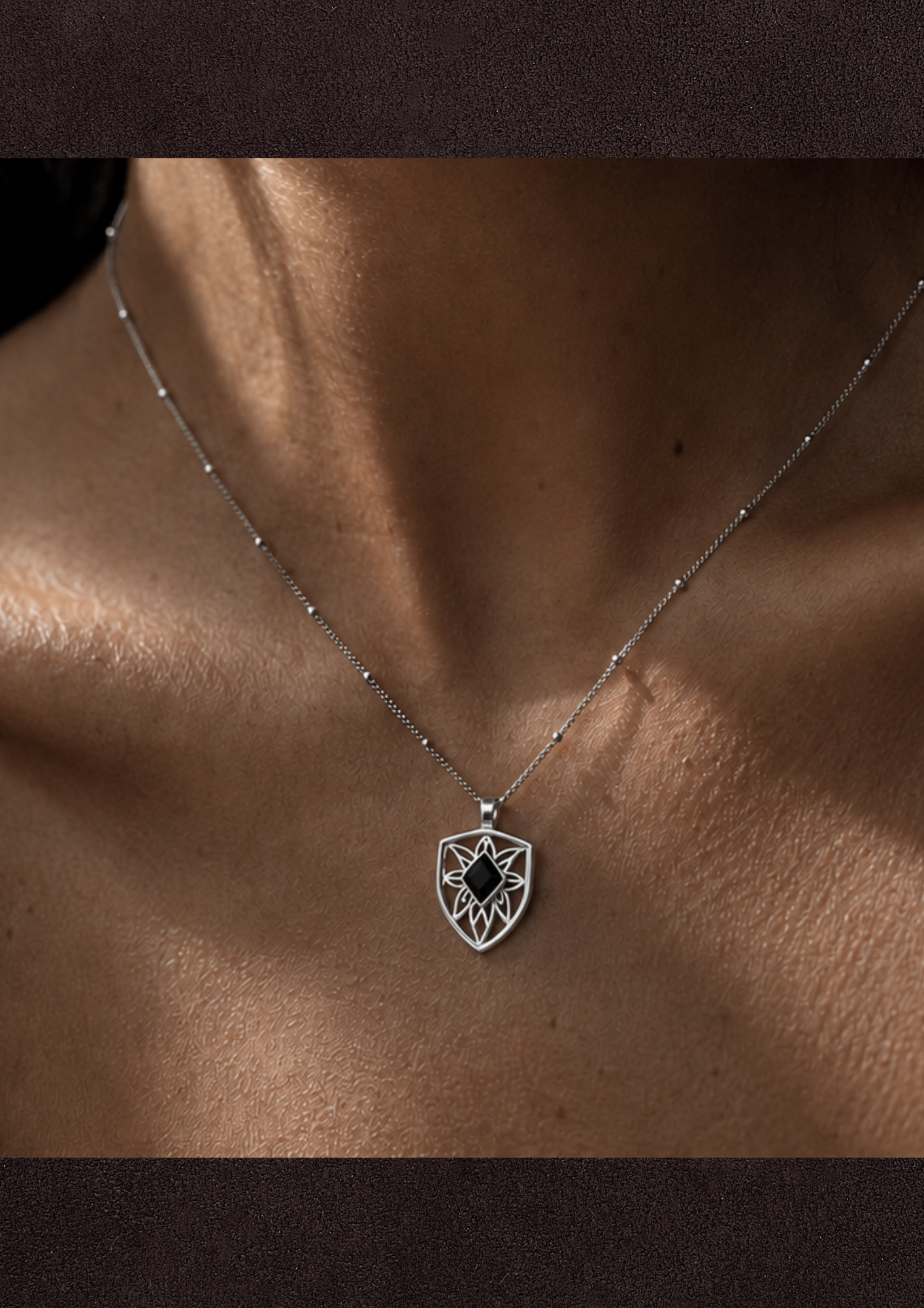 You are resilient ~ Silver Shield Necklace