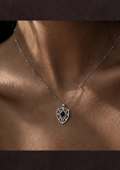 You are resilient ~ Silver Shield Necklace