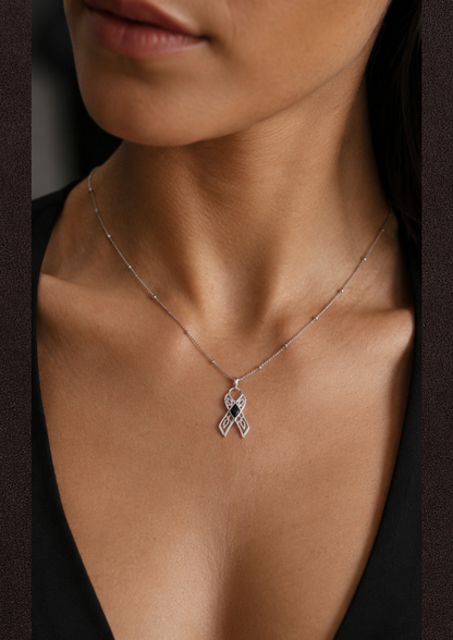 You are brave ~ Silver Ribbon Necklace