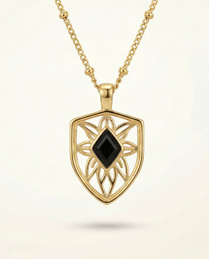 You are resilient ~ Gold Shield Necklace