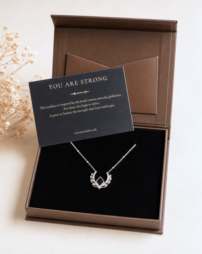 You are strong ~ Silver Crown Necklace