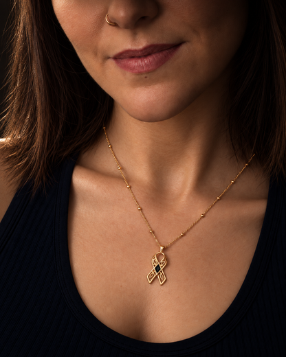 You are brave ~ Gold Ribbon Necklace