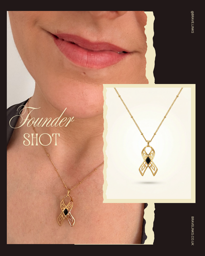You are brave ~ Gold Ribbon Necklace