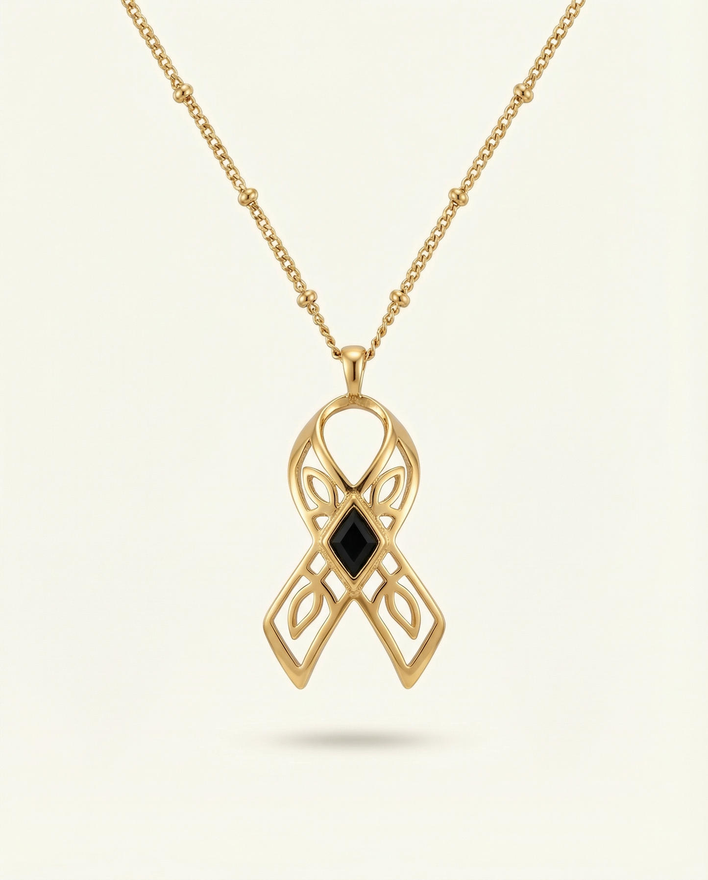 You are brave ~ Gold Ribbon Necklace