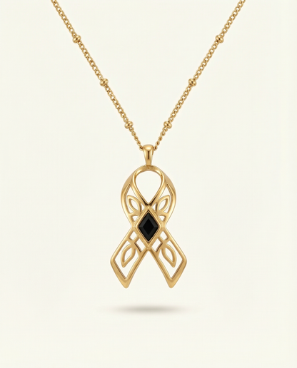 You are brave ~ Gold Ribbon Necklace