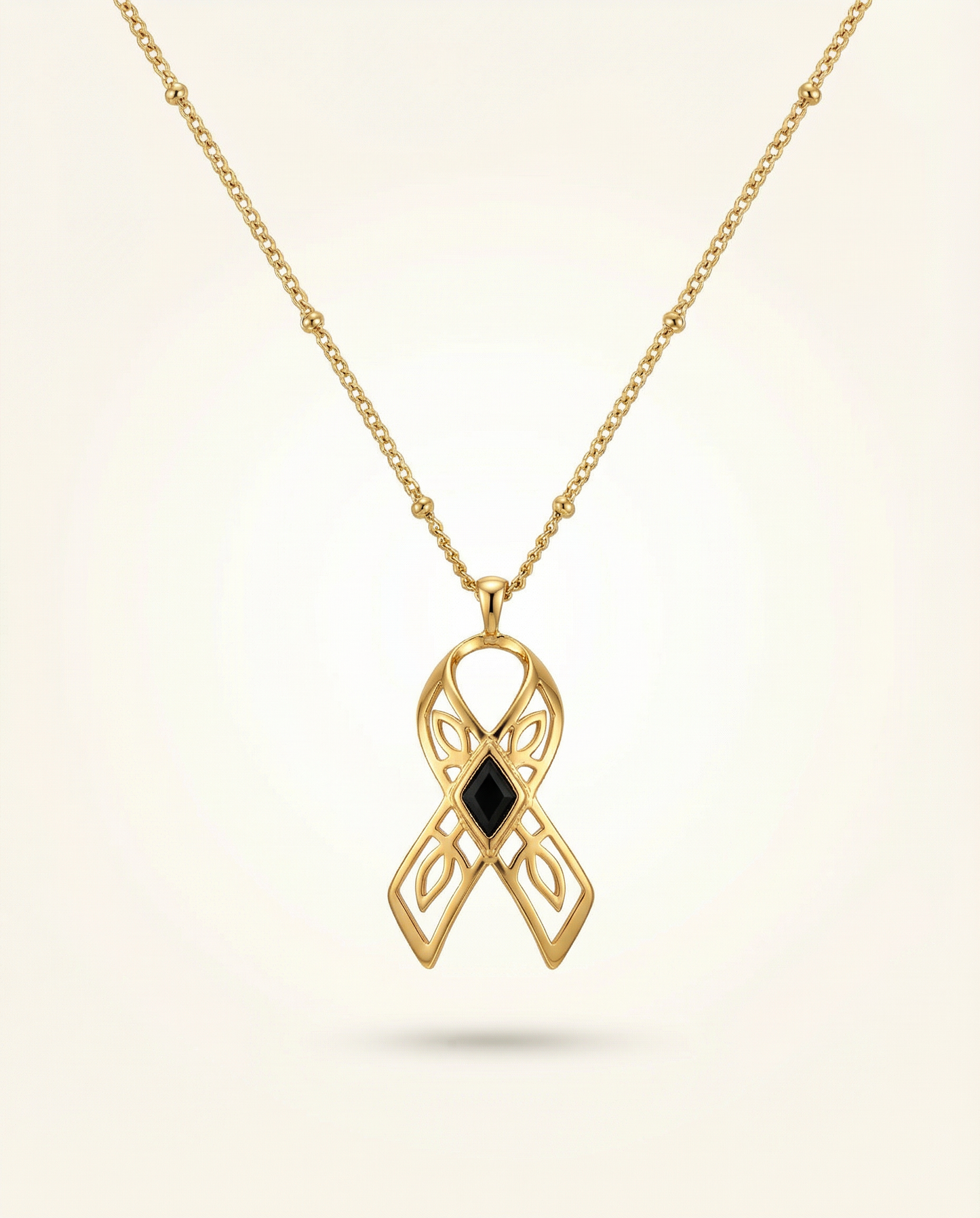 You are brave ~ Gold Ribbon Necklace
