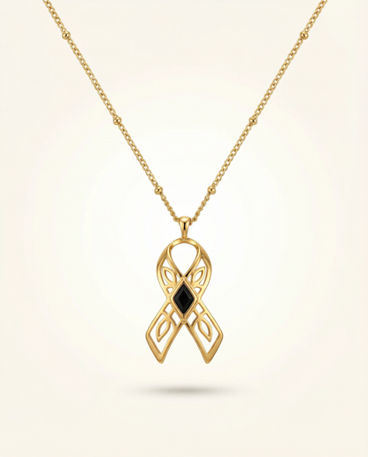 You are brave ~ Gold Ribbon Necklace