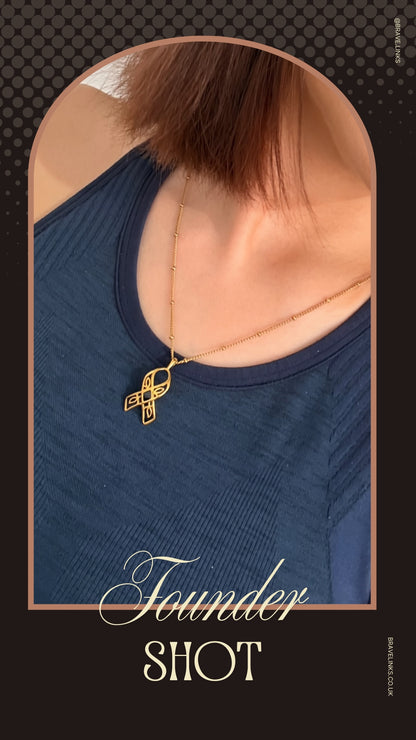 You are brave ~ Gold Ribbon Necklace