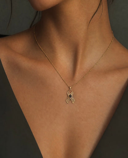 You are brave ~ Gold Ribbon Necklace