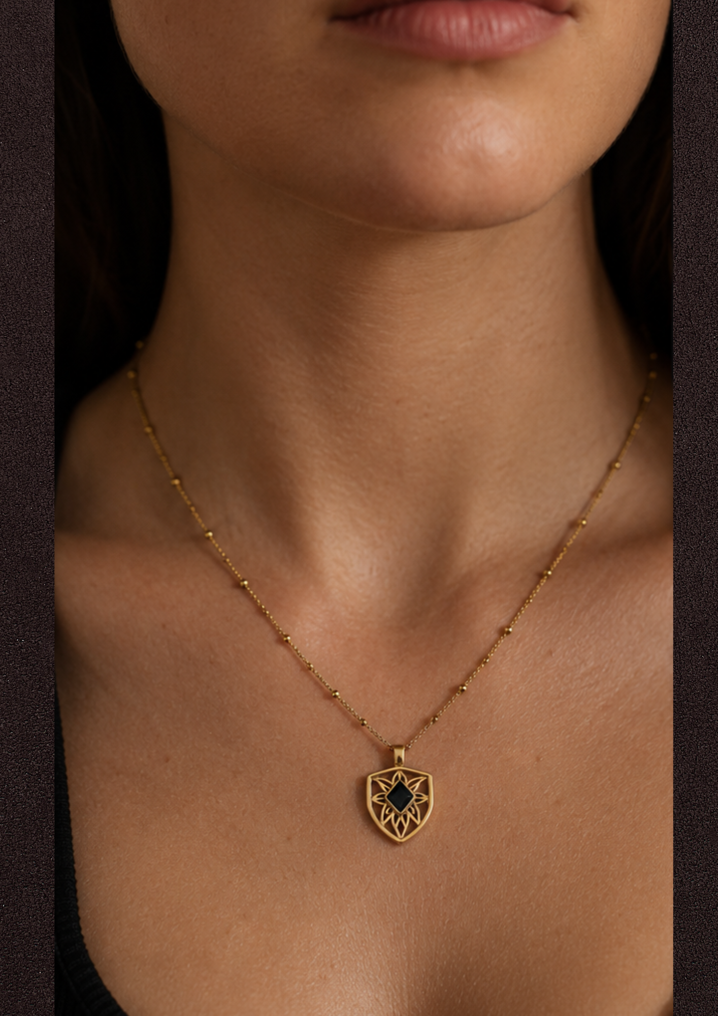You are resilient ~ Gold Shield Necklace