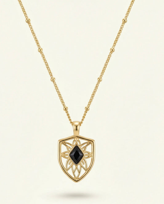 You are resilient ~ Gold Shield Necklace
