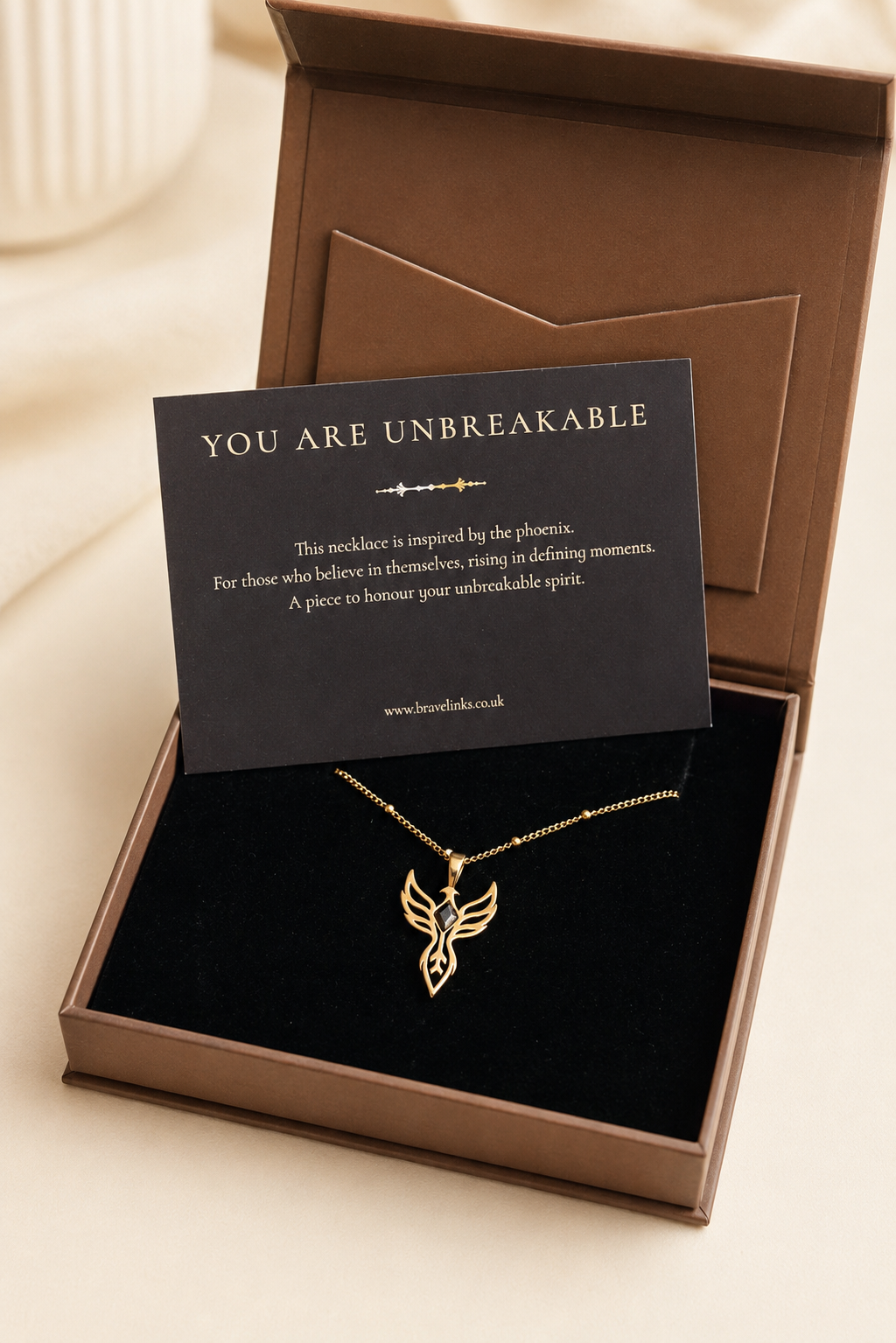 You are unbreakable ~ Gold Phoenix Necklace