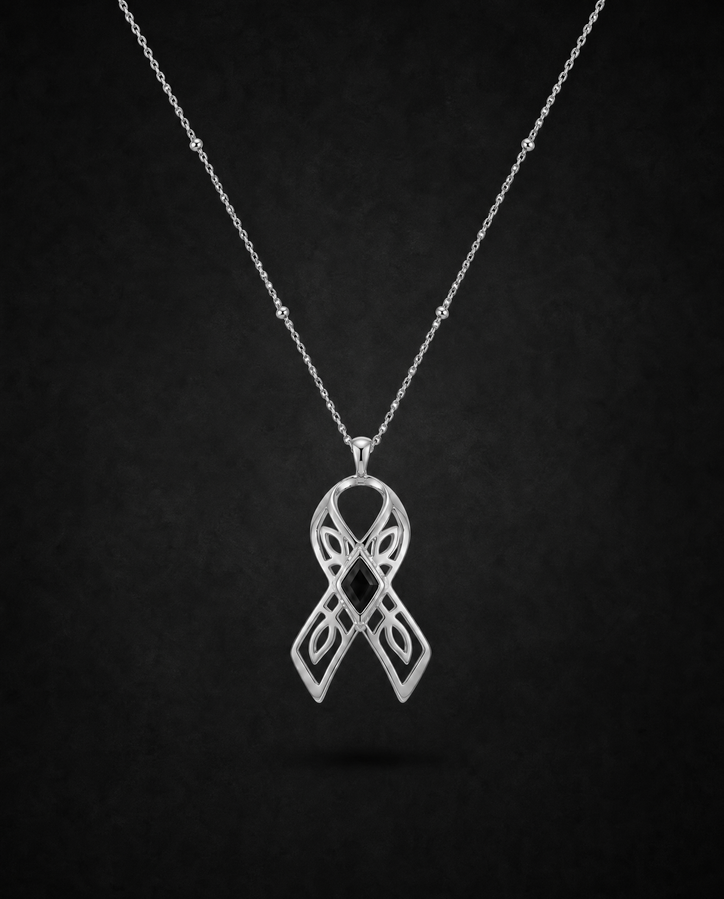 You are brave ~ Silver Ribbon Necklace