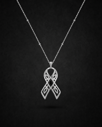 You are brave ~ Silver Ribbon Necklace