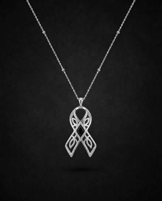 You are brave ~ Silver Ribbon Necklace