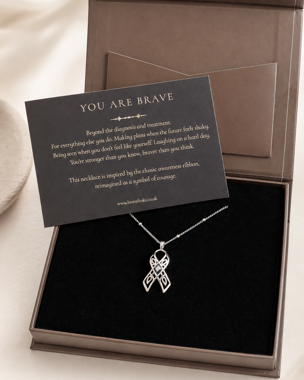 You are brave ~ Silver Ribbon Necklace
