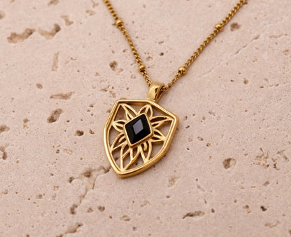 You are resilient ~ Gold Shield Necklace