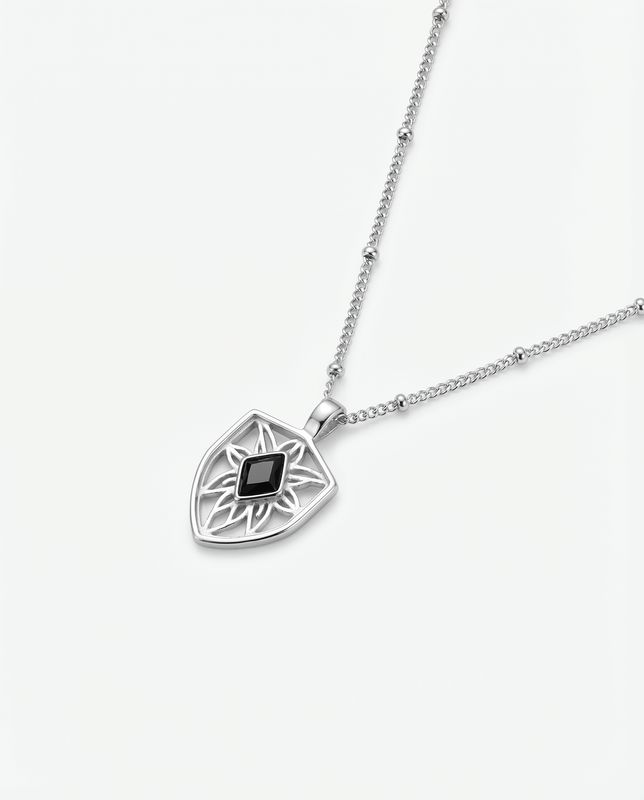 You are resilient ~ Silver Shield Necklace
