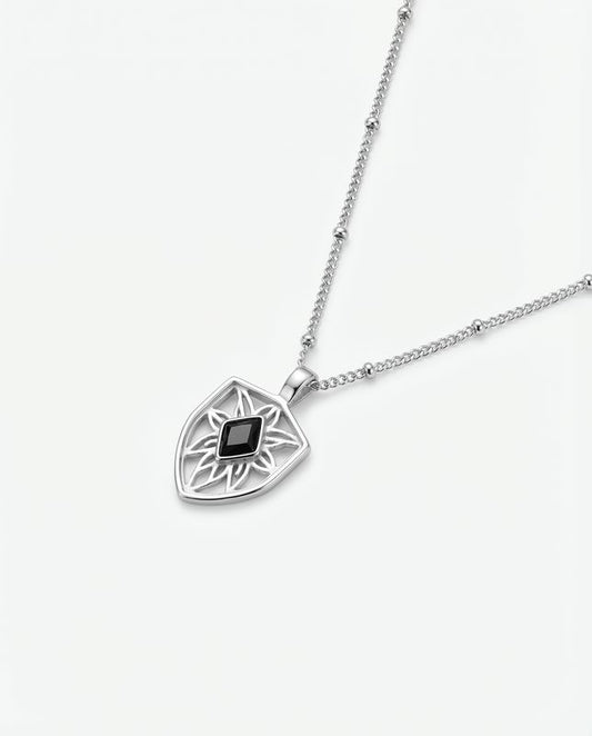You are resilient ~ Silver Shield Necklace