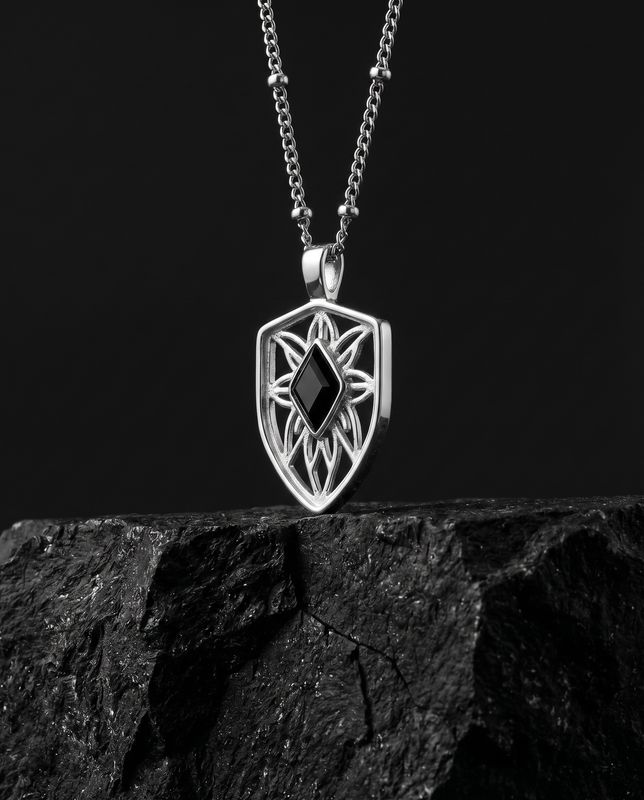 You are resilient ~ Silver Shield Necklace