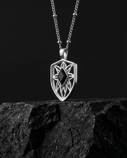 You are resilient ~ Silver Shield Necklace