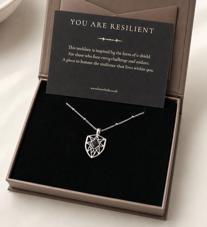 You are resilient ~ Silver Shield Necklace