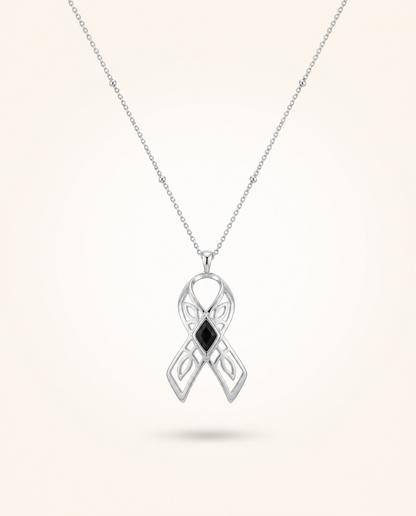 You are brave ~ Silver Ribbon Necklace